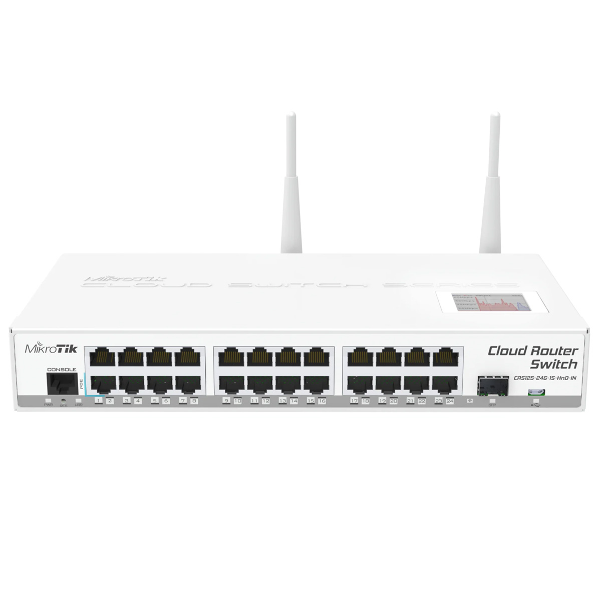 01 MikroTik CRS125-24G-1S-2HnD-IN switch Gigabit de 24 puertos con WiFi integrado